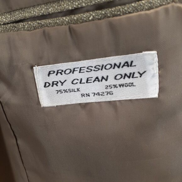 Trieste Blazer Mens 40R Tan Silk Wool 3 Button Jacket Office Dress Business - Picture 4 of 13